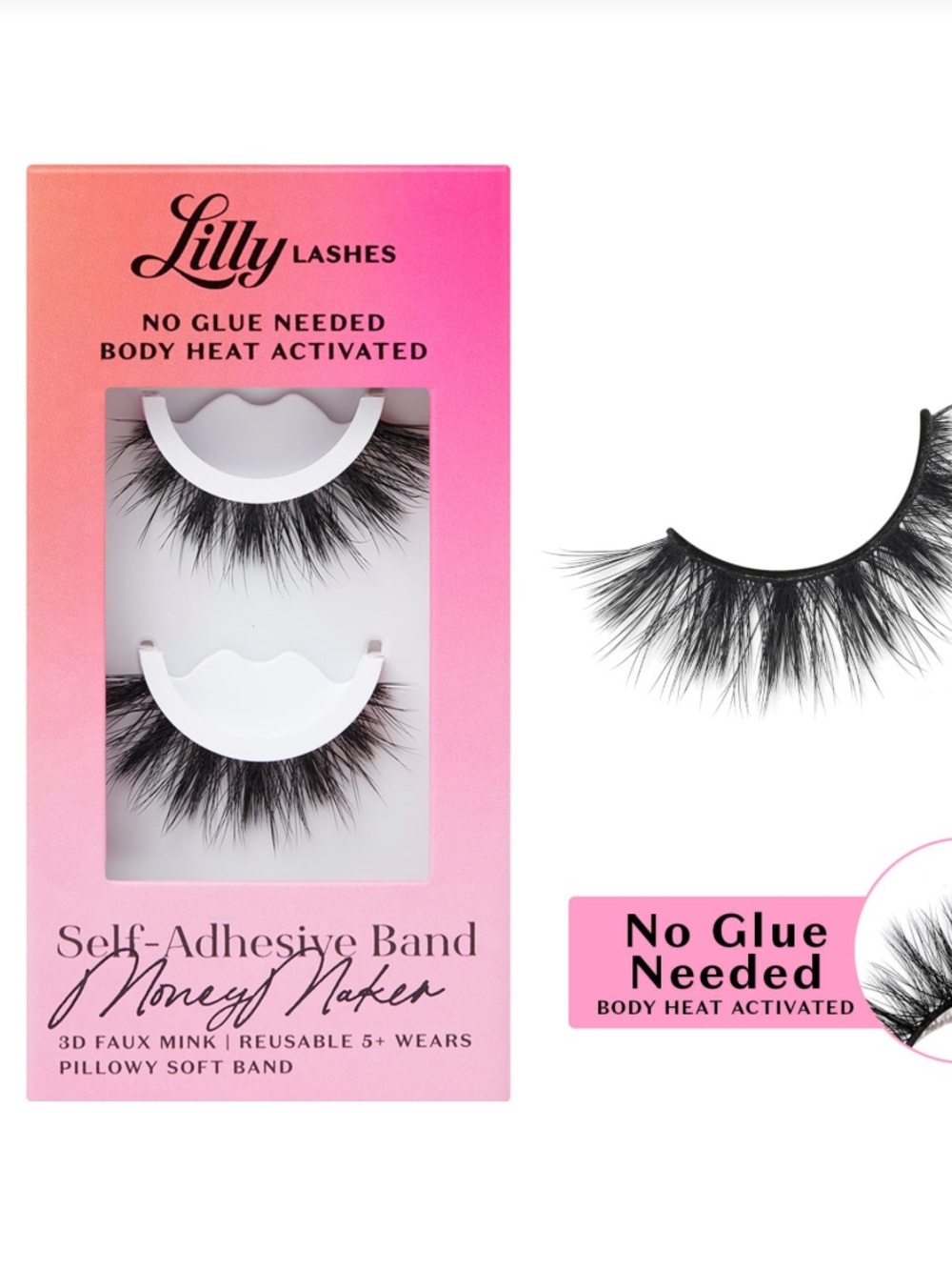 NIB Lilly Lashes 3D Self Adhesive Eyelashes, No Lash Glue Needed (MoneyMaker)
